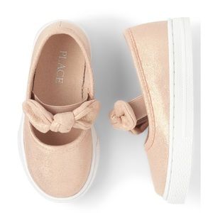 The Childrens Place Toddler Girls Bow Slip On Sneakers - Rose Gold size 7